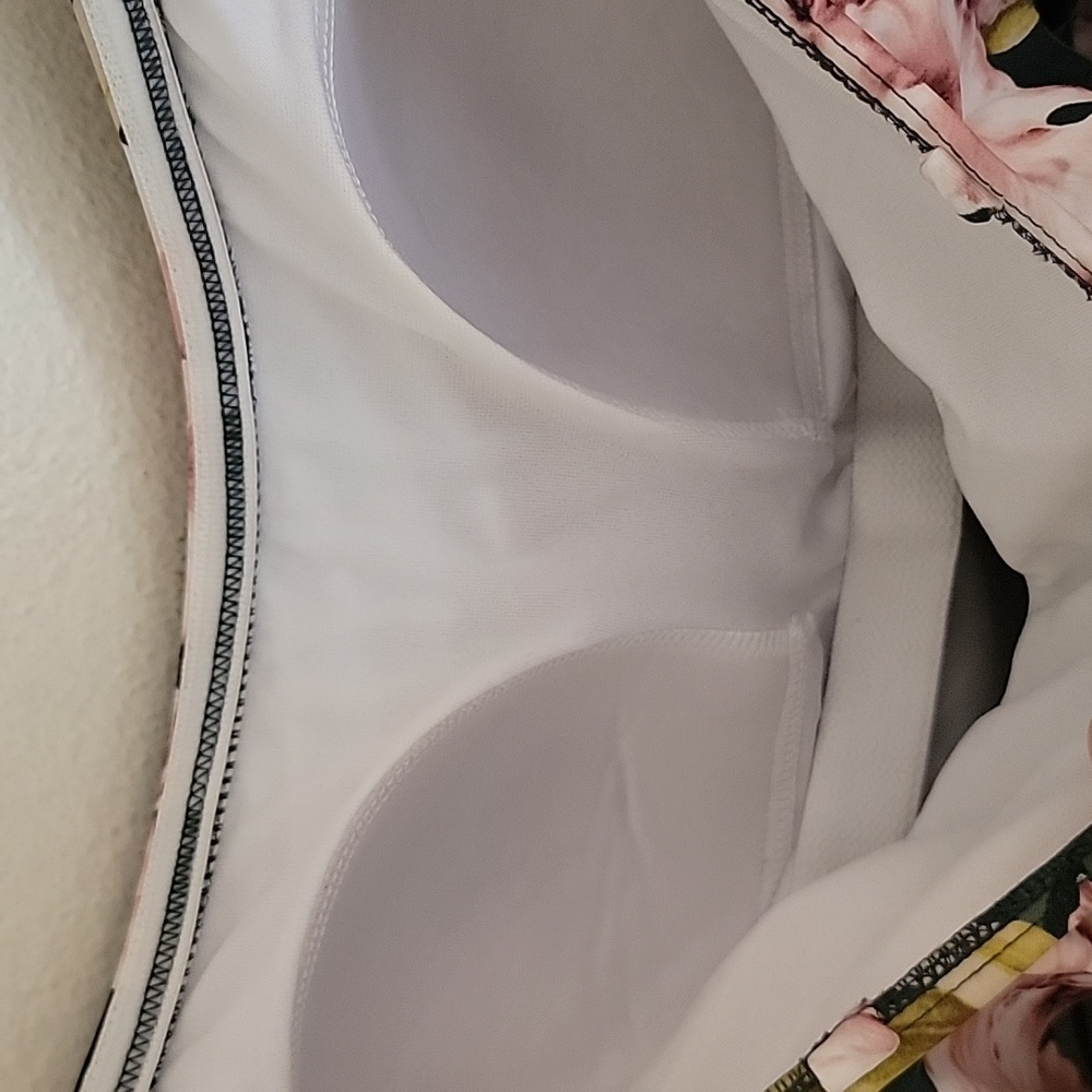 Kona Sol Grren & Pink Floral  Strapless One Piece Bathing Suit M - Picture 13 of 15